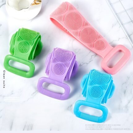 Powerful Double-Sided Exfoliating Silicone Back Scrubber Long Strip Bath Tool for Men and Women