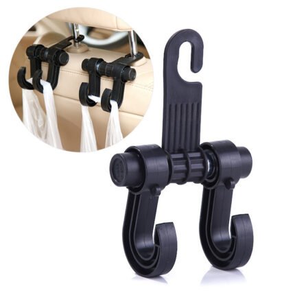 Car Headrest Double Hook Hanger – Back Seat Bag Holder & Car Storage Organizer